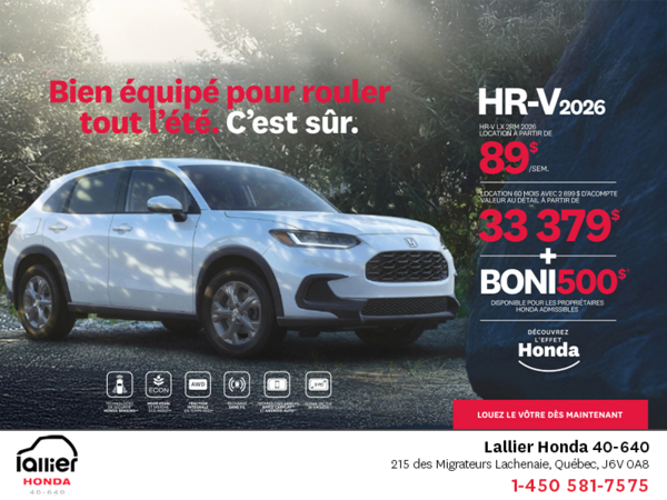 Obtenez le Honda HR-V 2026!