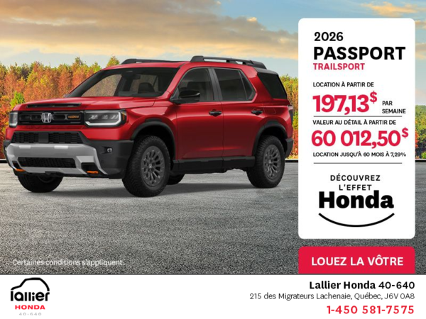 Obtenez le Honda Passport 2026 !