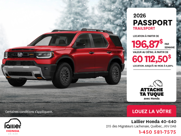 Obtenez le Honda Passport 2026 !