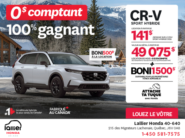 Obtenez le Honda CR-V Hybride 2026!