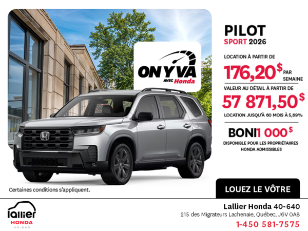 Obtenez le Honda Pilot 2026 !