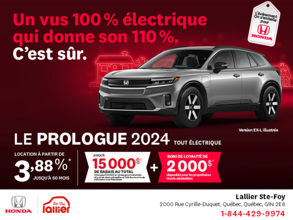 Obtenez le Honda Prologue 2024 !