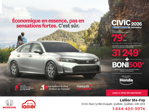 Obtenez le Honda Civic Sedan 2026 !