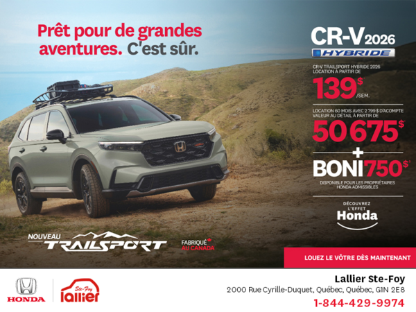 Obtenez le Honda CR-V Hybride 2026!