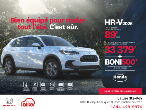 Obtenez le Honda HR-V 2026!