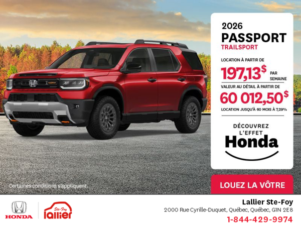 Obtenez le Honda Passport 2026 !