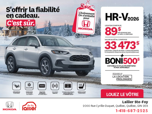 Obtenez le Honda HR-V 2026!