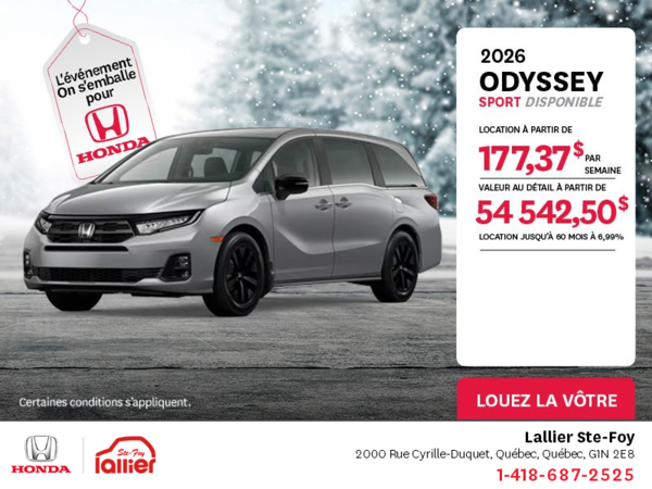 Obtenez le Honda Odyssey 2026 !