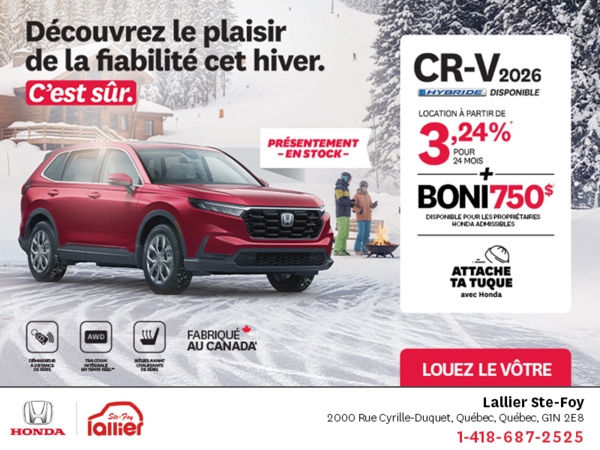 Obtenez le Honda CR-V 2026!