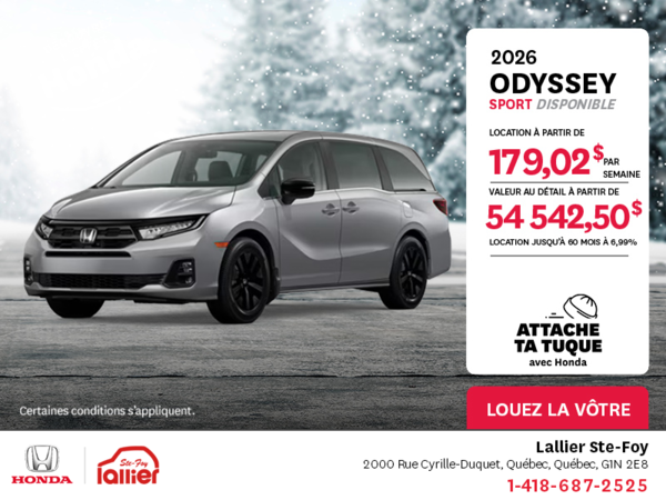 Obtenez le Honda Odyssey 2026 !