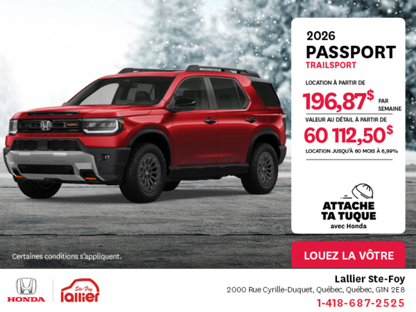 Obtenez le Honda Passport 2026 !