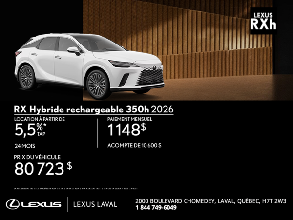 Lexus RX Hybride Branchable 2026