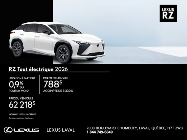 Lexus RZ Tout Électrique 2026