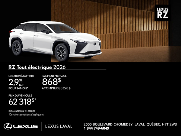 Lexus RZ Tout Électrique 2026
