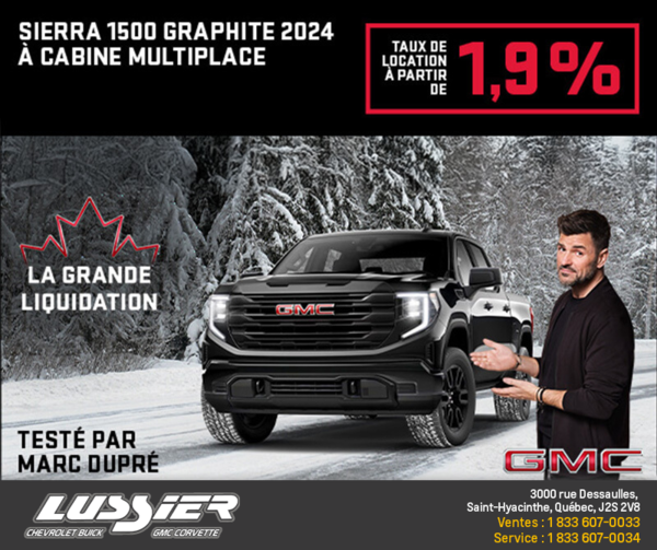 Le GMC Sierra 1500 Graphite à cabine multiplace 2024