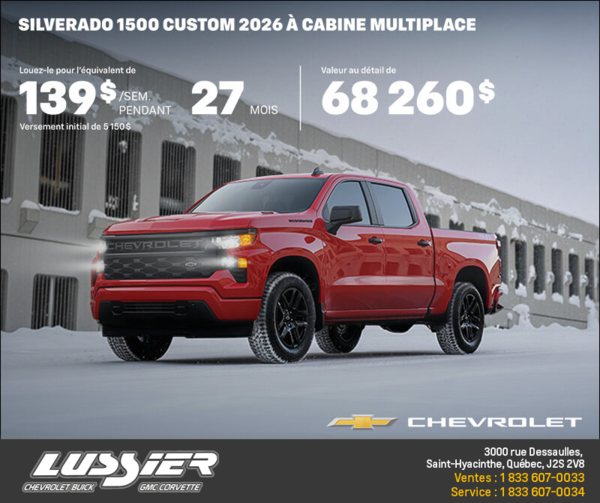 Procurez-vous le Chevrolet Silverado 1500 Custom 2026