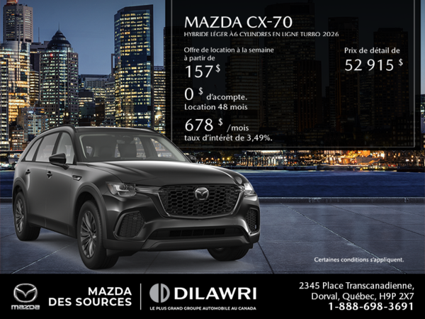 Procurez vous le Mazda CX-70 Hybride Léger 2026