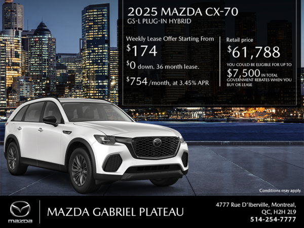 Mazda Gabriel Plateau - Get the 2025 Mazda CX-70 PHEV