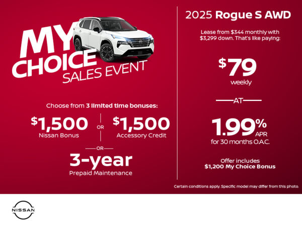 Get the 2025 Nissan Rogue S Today!