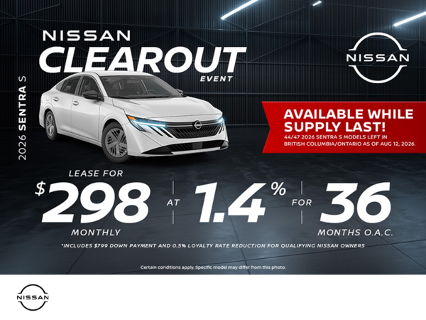 Get the 2026 Nissan Sentra S Today!