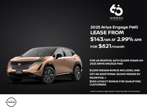 Get the 2025 Nissan Ariya Engage FWD Today!