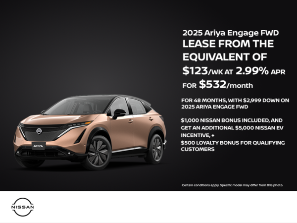 Get the 2025 Nissan Ariya Engage FWD Today!