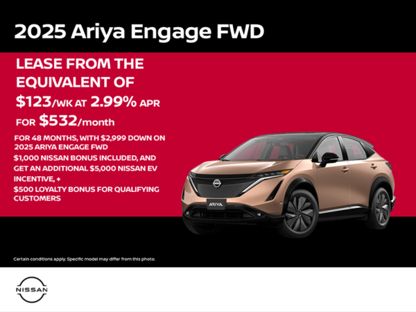 Get the 2025 Nissan Ariya Engage FWD Today!