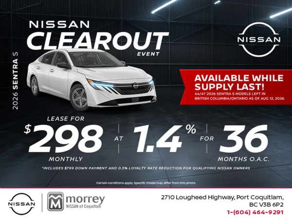 Get the 2026 Nissan Sentra S Today!