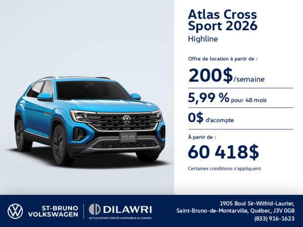 Procurez-vous le Volkswagen Atlas Cross Sport 2026