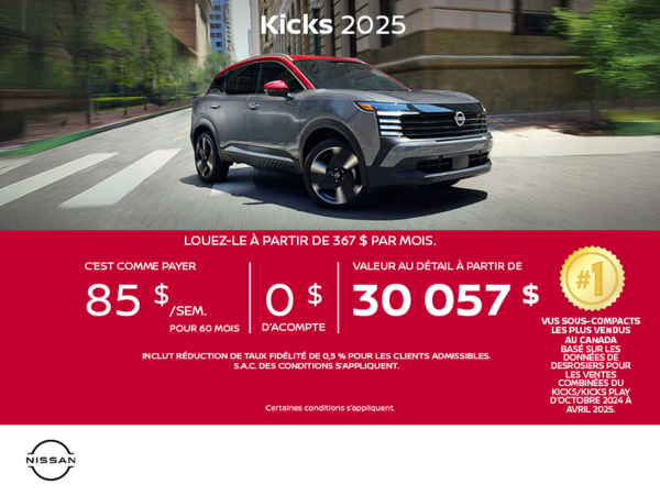 Obtenez le Kicks S 2025 !