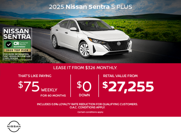 Get the 2025 Sentra S Plus Today!