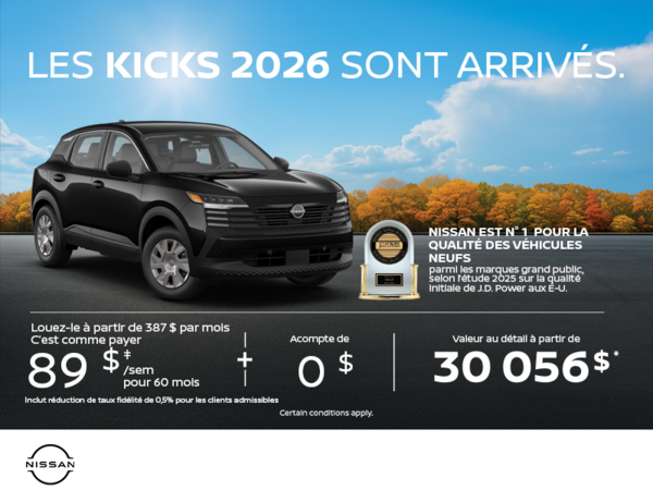 Obtenez le Kicks 2026 !