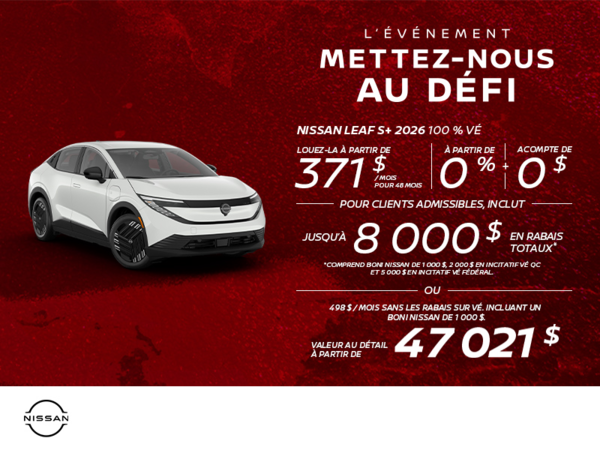 Obtenez la Leaf S+ 2026 !