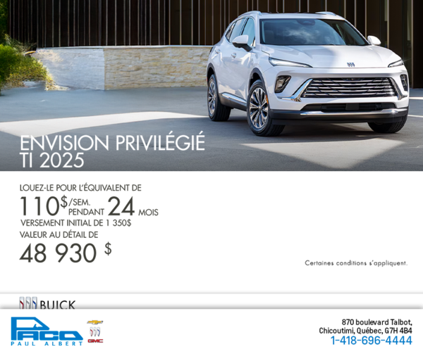 Procurez-vous la Buick Envision Privilégié TI 2025