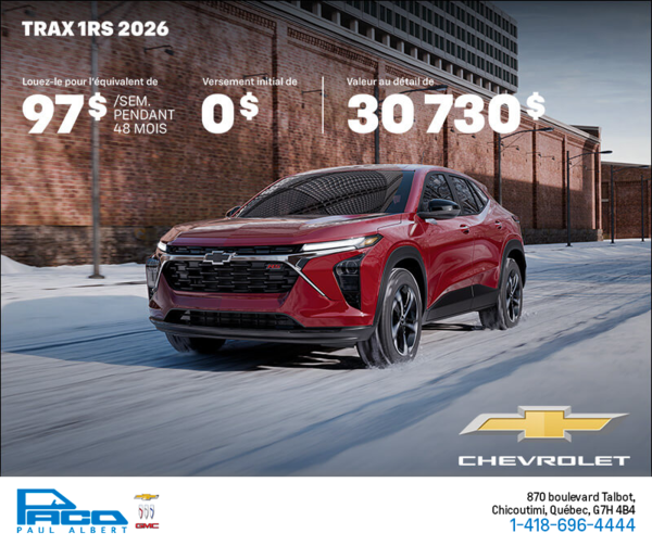 Procurez-vous le Chevrolet Trax 2026