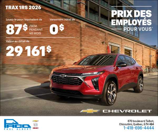Le Chevrolet Trax 2RS 2026