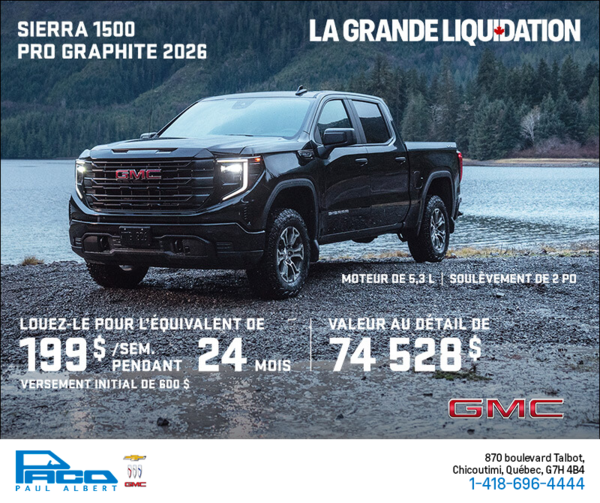 Le GMC Sierra 1500 Pro Graphite 2026 à cabine multiplace