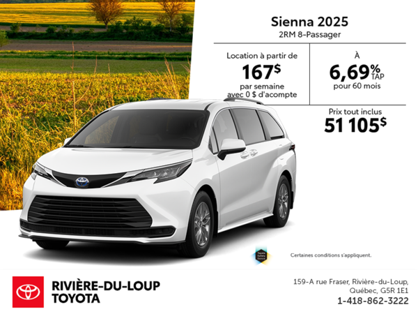 Toyota Sienna Hybride 2025