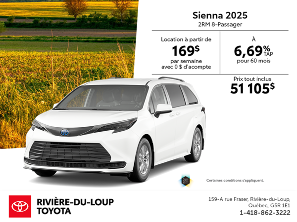 Toyota Sienna Hybride 2025
