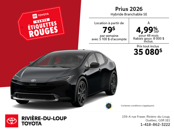 Toyota Prius Hybride Branchable SE 2026