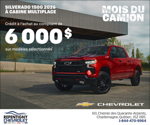Procurez-vous le Chevrolet Silverado 1500 2026 à cabine multiplace