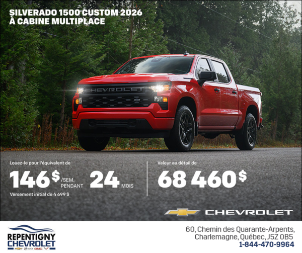 Procurez-vous le Chevrolet Silverado 1500 2026 à cabine multiplace