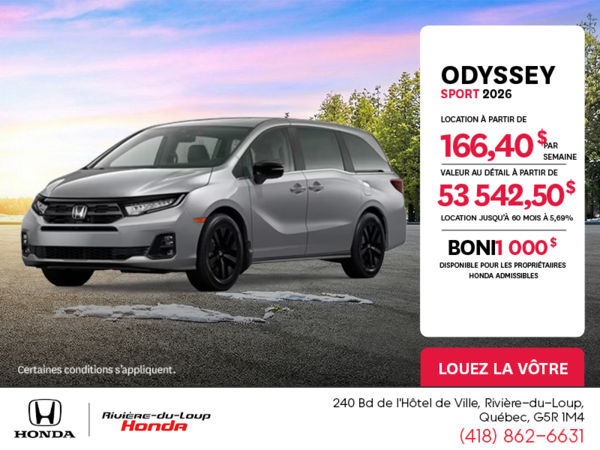 Obtenez le Honda Odyssey 2026 !