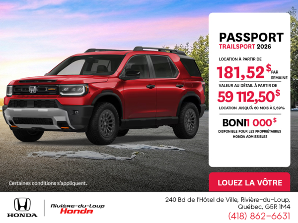 Obtenez le Honda Passport 2026 !