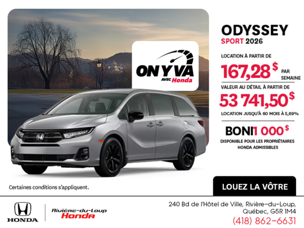 Obtenez la Honda Odyssey 2026 !