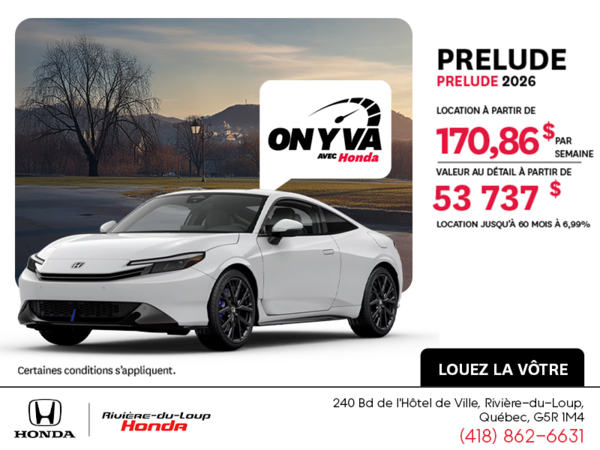 Obtenez la Honda Prelude 2026 !
