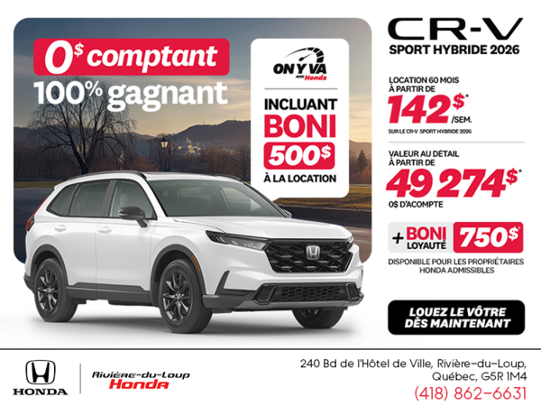Obtenez le Honda CR-V Hybride 2026!