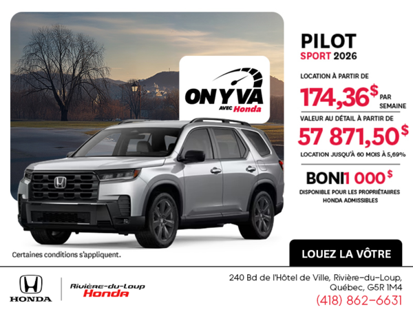 Obtenez le Honda Pilot 2026 !