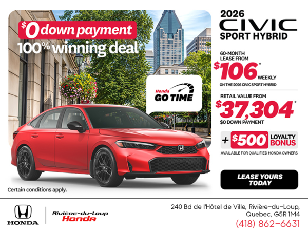 Get the 2026 Honda Civic Sedan Hybrid!