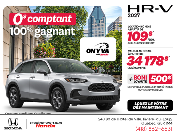 Obtenez la Honda HR-V 2027!